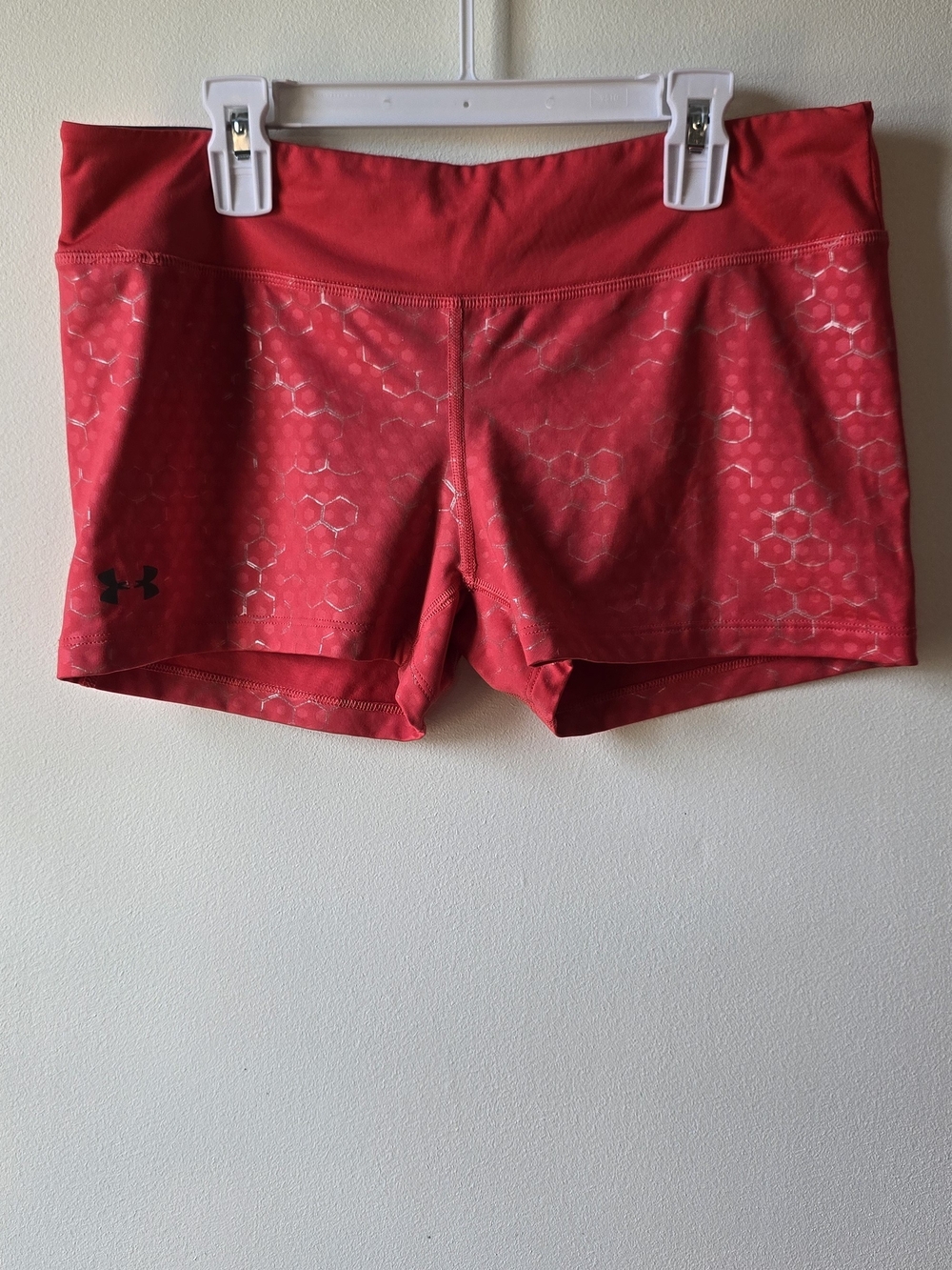 Under Armour Women's Red Hex-Print Workout Shorts